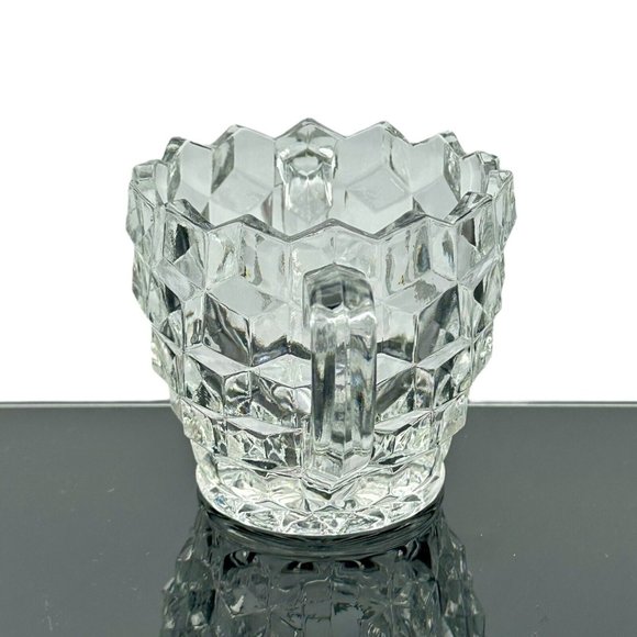 Colony Whitehall Clear‎ Cubist Elegant Glass Open Sugar Bowl Double Handle VTG - Picture 4 of 9